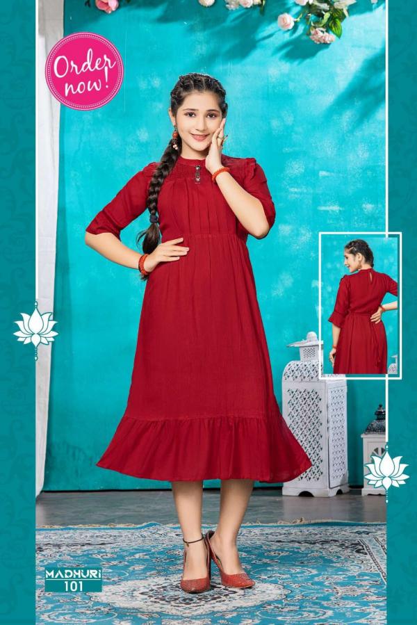 Kids Madhuri Rayon Designer Anarkali Kurti Collection